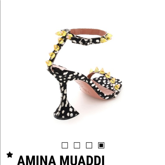 Seeking out Amina Mauddi Julia Pony Polka Sandal! Yellow Crystal Spikes.Size 7.5 - Picture 3 of 5